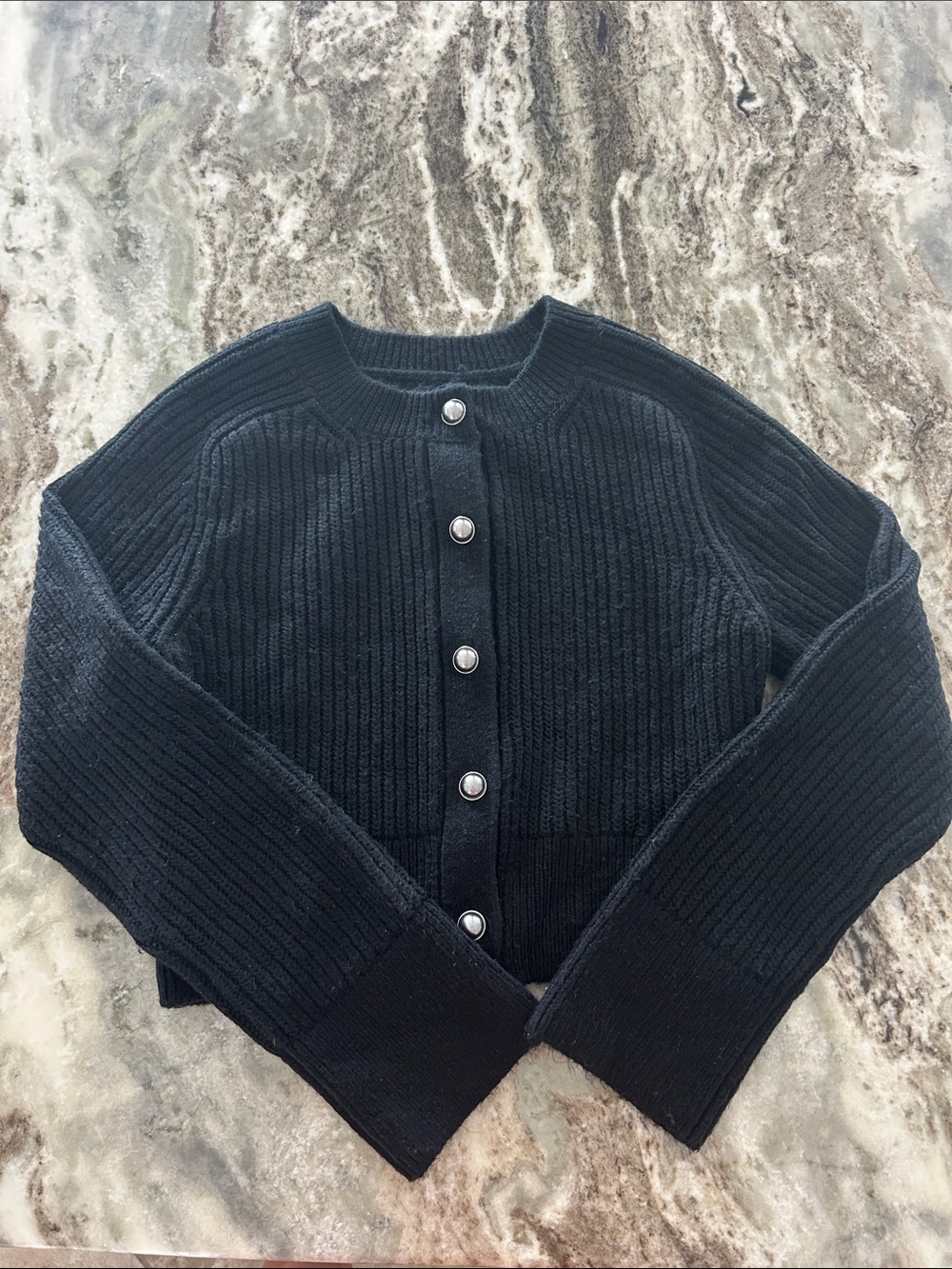 Abercrombie & Fitch Black Ribbed Button Cardigan